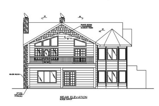 Exterior - Rear Elevation for Modern House Plan #117-431 - 2 bed, 2 bath