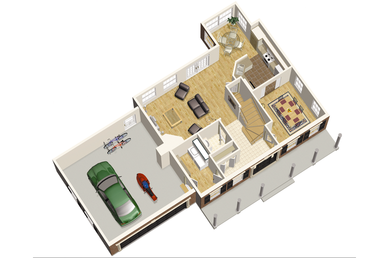 House Blueprint - Floor Plan - Main Floor 1 for Colonial House Plan #25-4678 - 3 bed, 2 bath