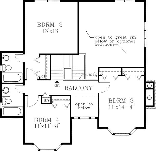 Dream House Plan - Traditional Floor Plan - Upper Floor Plan #3-192