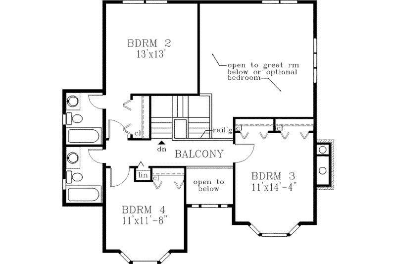 House Plan Design - Floor Plan - Upper Floor for Traditional House Plan #3-192 - 4 bed, 3.5 bath