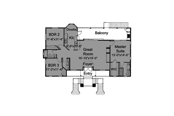 Floor Plan - Main Floor for Country House Plan #115-127 - 3 bed, 2 bath