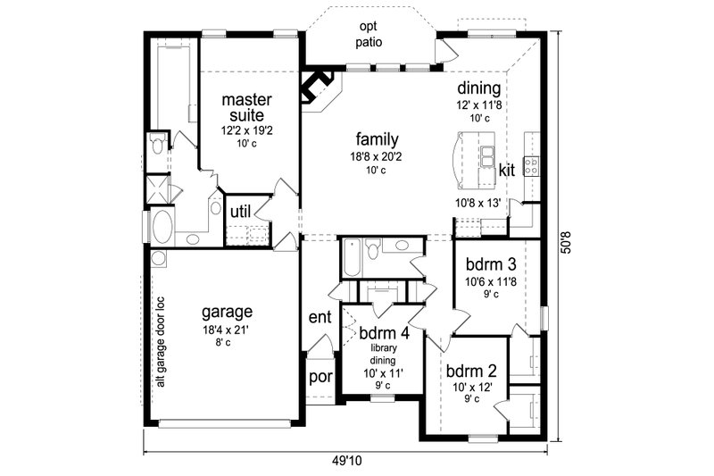 House Blueprint - Floor Plan - Main Floor for Traditional House Plan #84-585 - 4 bed, 2 bath