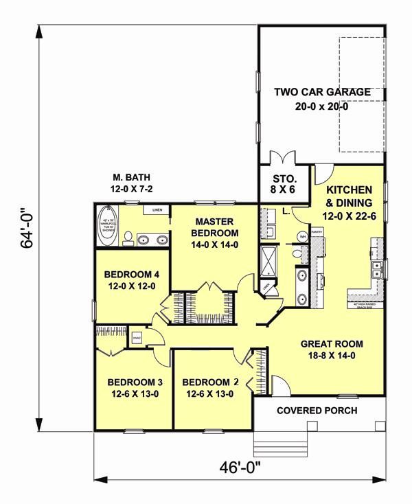Craftsman Floor Plan - Main Floor Plan #44-179