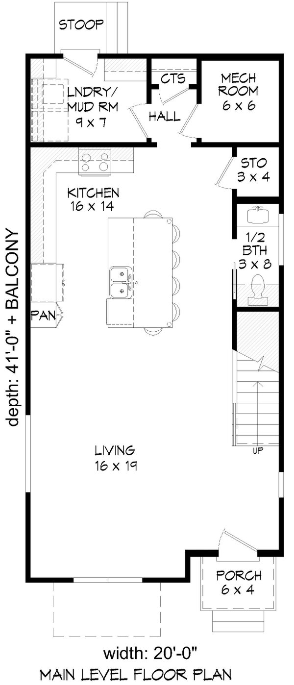 House Blueprint - Floor Plan - Main Floor for Contemporary House Plan #932-1412 - 3 bed, 3.5 bath