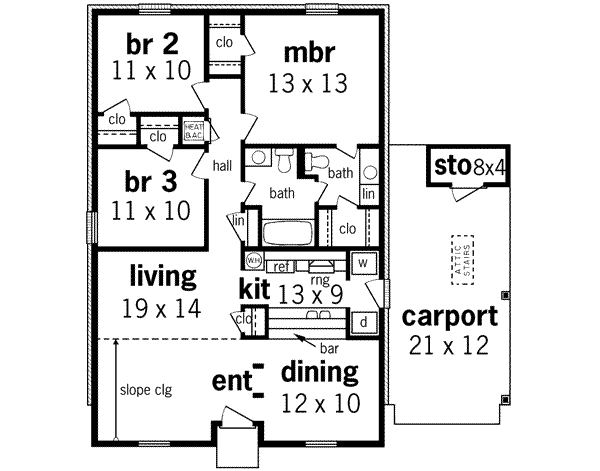 Architectural House Design - Ranch Floor Plan - Main Floor Plan #45-254