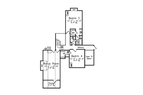 Floor Plan - Upper Floor for European House Plan #52-222 - 4 bed, 3.5 bath