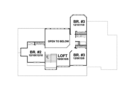 Floor Plan - Upper Floor for Farmhouse House Plan #50-283 - 4 bed, 2.5 bath