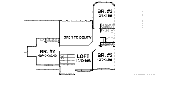 Farmhouse Floor Plan - Upper Floor Plan #50-283