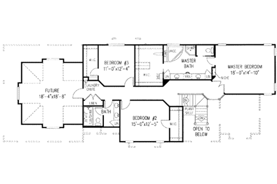 Floor Plan - Upper Floor for European House Plan #11-208 - 3 bed, 2.5 bath