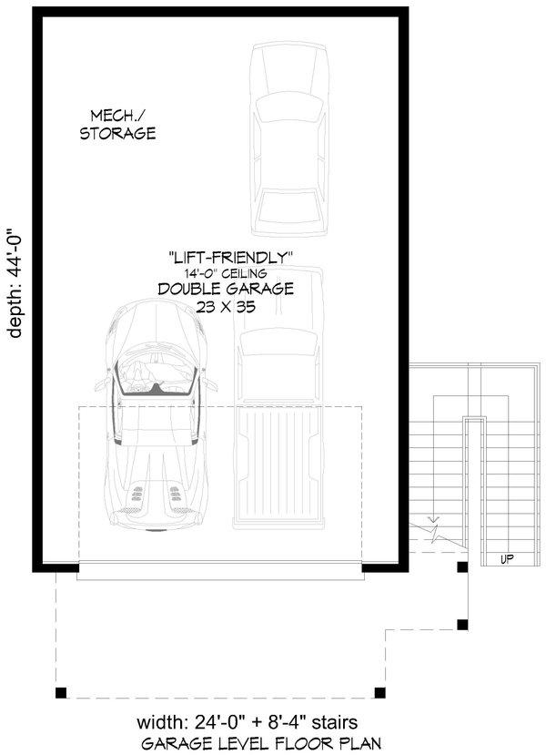 Contemporary Floor Plan - Lower Floor Plan #932-999