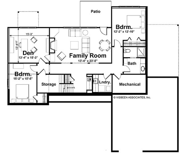 Architectural House Design - Floor Plan - Lower Floor for Farmhouse House Plan #928-428 - 3 bed, 2.5 bath