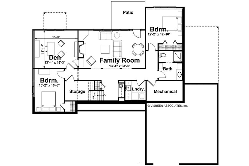 Architectural House Design - Floor Plan - Lower Floor for Farmhouse House Plan #928-428 - 3 bed, 2.5 bath