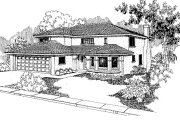 Mediterranean Style House Plan - 3 Beds 3 Baths 2423 Sq/Ft Plan #60-119 