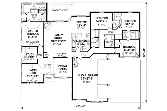 Floor Plan - Main Floor for Traditional House Plan #65-239 - 4 bed, 3 bath