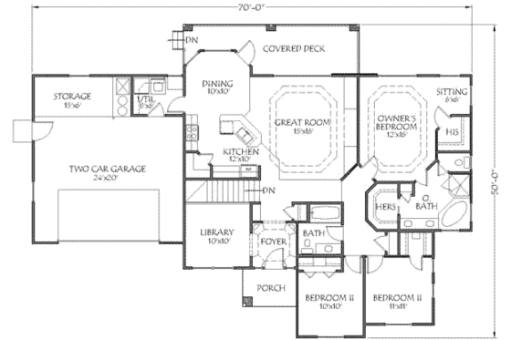 Floor Plan - Main Floor for Traditional House Plan #24-192 - 5 bed, 3 bath