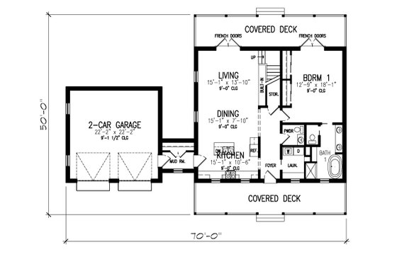 Floor Plan - Main Floor for Farmhouse House Plan #497-64 - 3 bed, 3.5 bath