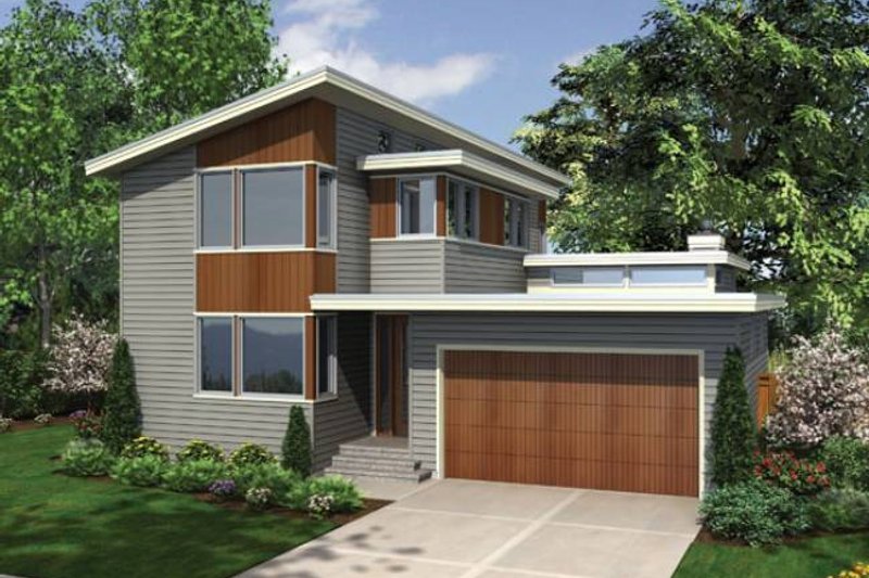 House Blueprint - Modern Exterior - Front Elevation Plan #48-525