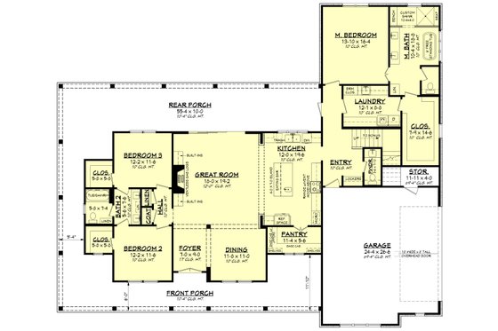 Floor Plan - Main Floor for Farmhouse House Plan #430-327 - 3 bed, 2.5 bath