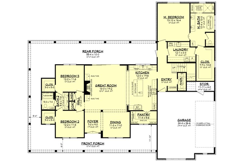 House Blueprint - Floor Plan - Main Floor for Farmhouse House Plan #430-327 - 3 bed, 2.5 bath