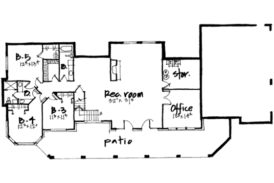 Floor Plan - Lower Floor for European House Plan #308-129 - 6 bed, 5 bath