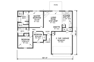 Floor Plan - Main Floor for Traditional House Plan #65-393 - 3 bed, 2 bath