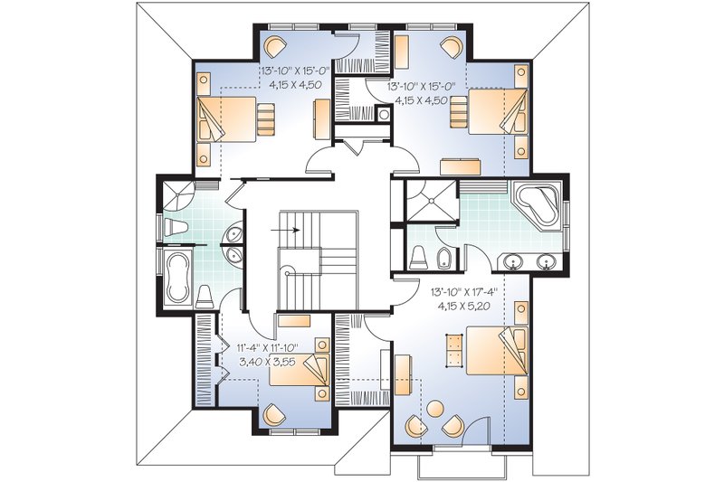 Dream House Plan - Upper Floor Plan - 2600 square foot European home