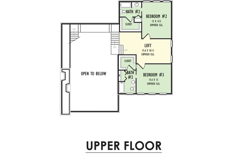 House Design - Floor Plan - Upper Floor for Modern House Plan #1092-59 - 3 bed, 3.5 bath