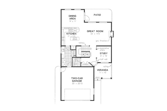 Floor Plan - Main Floor for Traditional House Plan #18-4515 - 3 bed, 3 bath