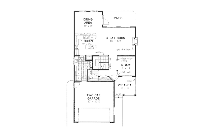 House Plan Design - Floor Plan - Main Floor for Traditional House Plan #18-4515 - 3 bed, 3 bath
