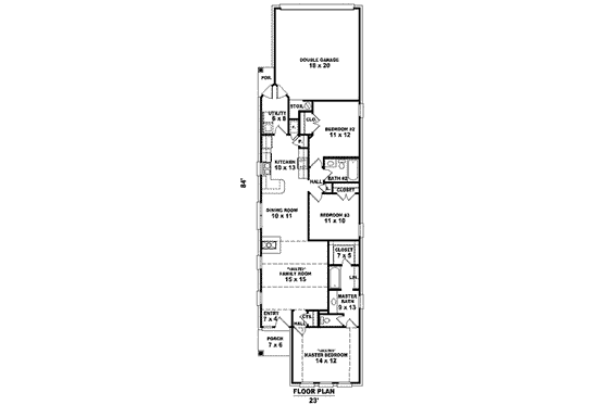 Floor Plan - Main Floor for Country House Plan #81-1398 - 3 bed, 2 bath