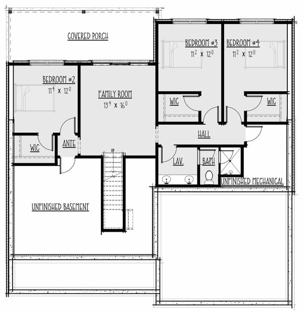 Architectural House Design - Farmhouse Floor Plan - Lower Floor Plan #1088-13
