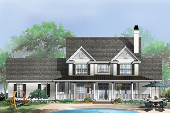 Exterior - Rear Elevation for Farmhouse House Plan #929-297 - 4 bed, 2.5 bath