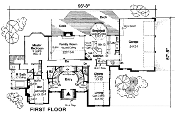 Floor Plan - Main Floor for European House Plan #334-114 - 4 bed, 3.5 bath