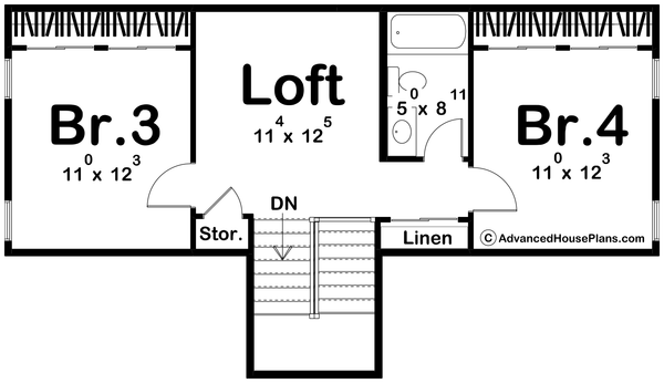 House Blueprint - Traditional Floor Plan - Upper Floor Plan #455-416
