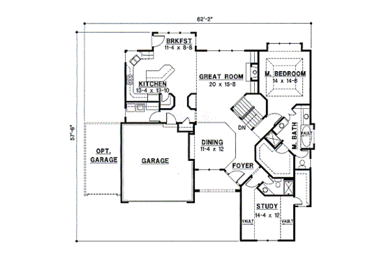 Floor Plan - Main Floor for European House Plan #67-272 - 3 bed, 3 bath