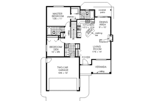 Floor Plan - Main Floor for Ranch House Plan #18-1010 - 2 bed, 2 bath