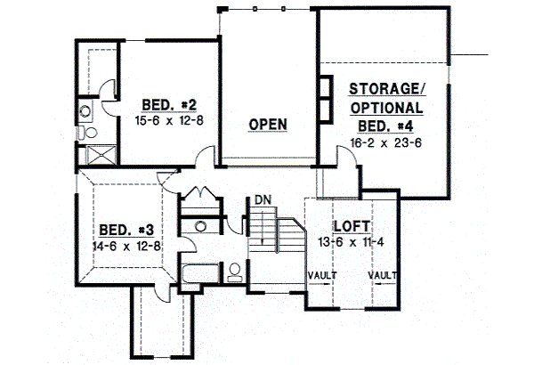 European Floor Plan - Upper Floor Plan #67-225