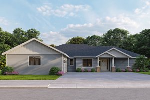 Ranch Exterior - Front Elevation Plan #124-1373