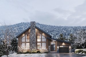 Cabin Exterior - Front Elevation Plan #1086-25