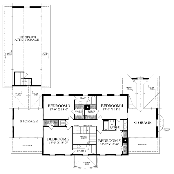 Architectural House Design - Southern Floor Plan - Upper Floor Plan #137-159
