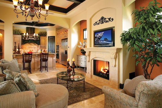 Interior - Family Room for Mediterranean House Plan #930-22 - 4 bed, 5 bath