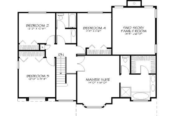 Floor Plan - Upper Floor for Country House Plan #320-363 - 4 bed, 2.5 bath