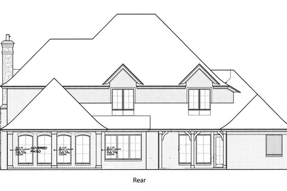 Exterior - Rear Elevation for European House Plan #310-996 - 4 bed, 3 bath