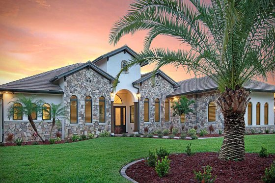 Exterior - Front Elevation 4 for Mediterranean House Plan #938-90 - 4 bed, 3 bath