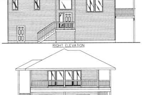 Exterior - Rear Elevation for Traditional House Plan #117-446 - 3 bed, 2 bath