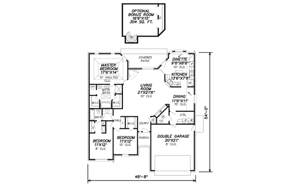 Floor Plan - Main Floor for Traditional House Plan #65-170 - 3 bed, 2 bath