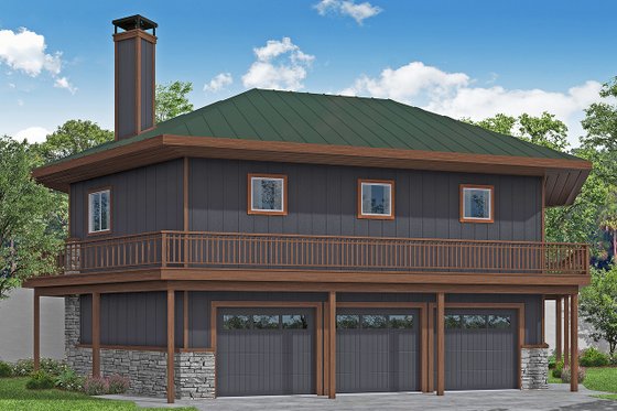 Exterior - Rear Elevation for Prairie House Plan #124-1198, 0 bath