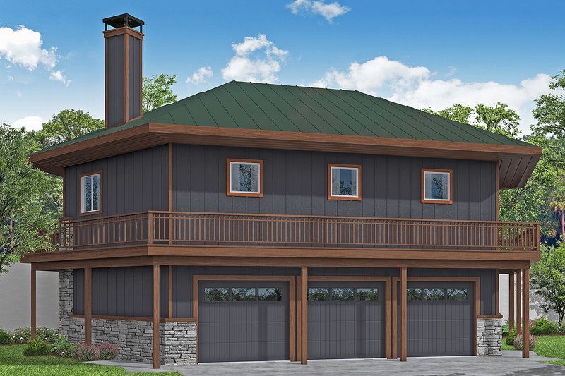 House Blueprint - Exterior - Rear Elevation for Prairie House Plan #124-1198, 0 bath