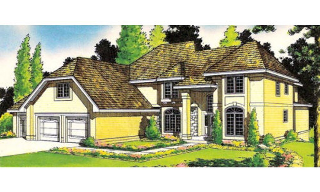 Exterior - Front Elevation 2 for European House Plan #312-801 - 3 bed, 4 bath