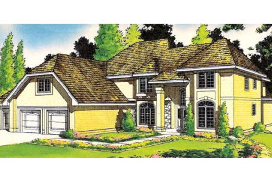 Exterior - Front Elevation for European House Plan #312-801 - 3 bed, 4 bath